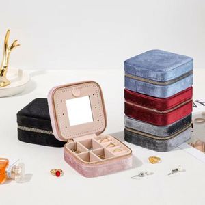 Boîte de rangement innovante à double étage avec miroir, idéale pour les voyages, organiseur de bijoux, bagues, colliers, boucles d'oreilles, intérieur en velours - Product Image 2