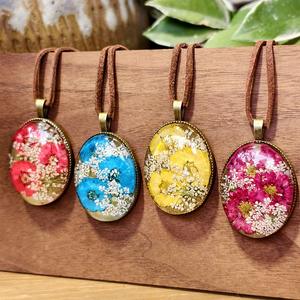 Mori Original hecho a mano Retro lana cadena collar broche Color crisantemo serie verdadera seca flor eterna grabado joyería - Product Image 3