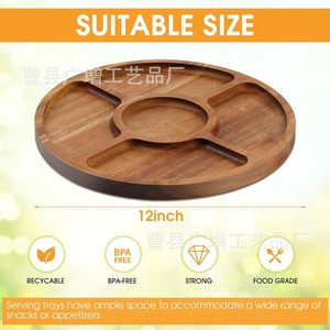 Wooden Partition Plate 5 Compartment <b>Snack</b> <b>Tray</b> For Party Serving <b>Trays</b> - Product Image 5