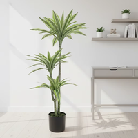 OH ARTS Grande plante artificielle de yucca à double tronc avec feuilles réalistes pour salon, salle d'exposition et décoration commerciale