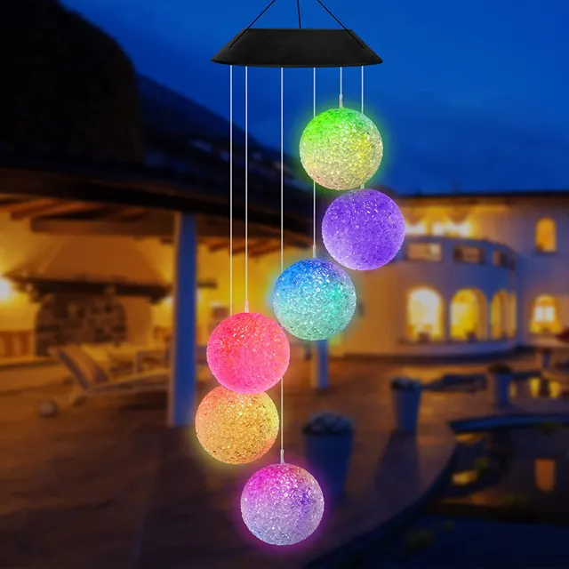 Kleine Decoratieve Bollen Licht Voor Huisdecoratie Kleurrijke Vogelbal Vlinder Libel Ster Wind-Bell Lamp Solar Outdoor