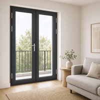 Porte battante simple ou double en aluminium avec cadre en verre isolant trempé pour maison, villa, entrée extérieure, appartement sur mesure