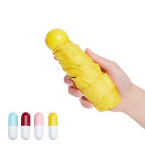 Wsy745 Custom Branded 5 Fold Portable Foldable Uv Protection Capsule Wholesale High Quality Mini <b>Pocket</b> Umbrella With Logo - Product Image 1