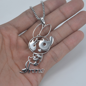 Custom Jewelry Gold Plated Personalized <strong>Kids</strong> Gift Cartoon Pendant Chain Character <strong>Name</strong> Plate <strong>Necklace</strong> - Product Image 4