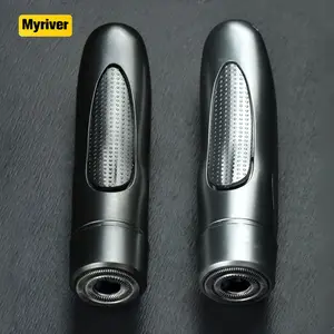 Myriver mini barbeador elétrico, aparador de bolso para homens, recarregável, pubico, rótulo, barbeador