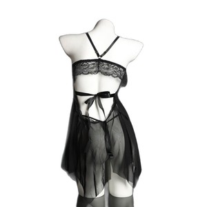 Chemise de nuit sexy en dentelle transparente pour femmes, vêtements de nuit en mousseline sans manches 9111 - Product Image 4