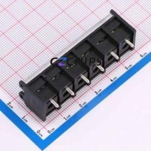 DBT50G-9.5-6P-BK-P CRC Barrier Terminal Block P=9.5mm Connector Three Sides 9.5mm 1x6P Edge Pin - Product Image 2