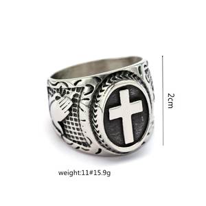 Stainless Steel Cross <b>Ring</b> Unisex Gift Jewelry Round Geometric Design 07801 - Product Image 5