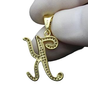 Colgante con Letra K, Colgante de Diamante Moissanite sin Cadena, Plata de Ley 925, Estilo Iced Out, Regalo de Cumpleaños, Colgante con Letra - Product Image 3