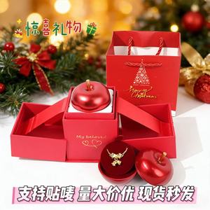 CLTF 浪漫圣诞弹出式苹果戒指盒双门机械式珠宝礼品盒套装带外包装手提袋2026 - Product Image 5