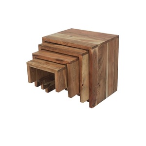 ชุดโต๊ะวางซ้อนกันได้ ทำจากไม้เนื้อแข็งคุณภาพพรีเมียม เฟอร์นิเจอร์ห้องนั่งเล่นทันสมัย โต๊ะกาแฟแบบซ้อนได้ พร้อมพื้นผิวขัดเงา - Product Image 2