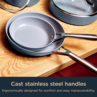 Ensemble de 5 casseroles et poêles en céramique antiadhésive bleue de haute qualité, en aluminium, compatibles induction, avec poignées en acier inoxydable, pour la cuisine