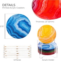 Ensemble de 6 sous-verres en acrylique faits à la main - Design moderne, mignon et durable pour la maison, le bureau, l'école et le salon