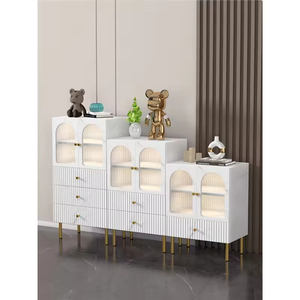 Mueble de Salón Moderno de Madera Maciza Barato, Librería con Puerta de Vidrio, Aparador, Mueble de Bar para el Hogar, Vitrina de Gran Capacidad - Product Image 1