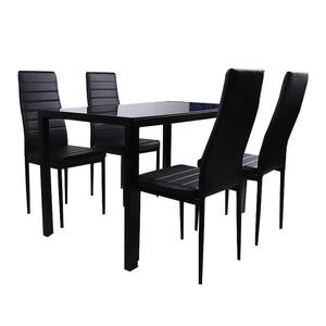Modern minimalist white/black rectangular dining table with <b>chairs</b> for family <b>small</b> apartment and restaurant - Product Image 4