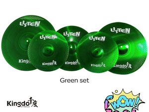 ชุดฉาบ Kingdo Low Volume ปี 2025 ขนาด 14 นิ้วไฮแฮท/16 นิ้วคราช/20 นิ้วรাইด สีเขียว แบบเงียบ สำหรับฝึกซ้อมกลองชุด - Product Image 2