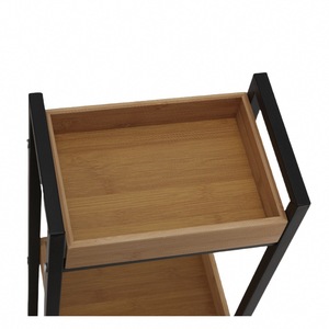 Carrito de almacenamiento de bambú moderno personalizado de <span class=keywords><strong>3</strong></span> niveles, práctico uso en la cocina del hogar con diseño desmontable para baño y sala de estar - Product Image 5