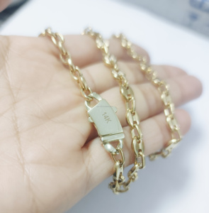 ゴールドチェーンNecklace14kゴールドチェーンゴールドキューバマイアミジュエリー6mmモナコチェーンユニセックス14K金メッキ豚の鼻チェーン - Product Image 5