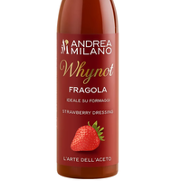 Andrea Milano Sauce liquide au vinaigre balsamique aromatisée à la crème de fraises 150ml Certifiée Halal Bouteille en plastique PET Prête à l'emploi 3 ans