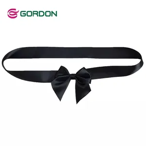 Gordon Ribbon Rolls Pre Tied Satin Ribbon Elastic Bow Black Wrapping Ribbon With Stretch Loop For Gift Box Packing