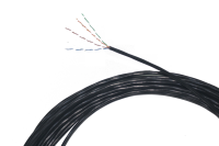 Cable Ethernet para Exteriores Cat5e U/UTP de 305 m, Resistente a la Intemperie, Profesional, con Revestimiento de PE de 24 AWG, Negro, Compatible con PoE para Cámaras IP Gigabit