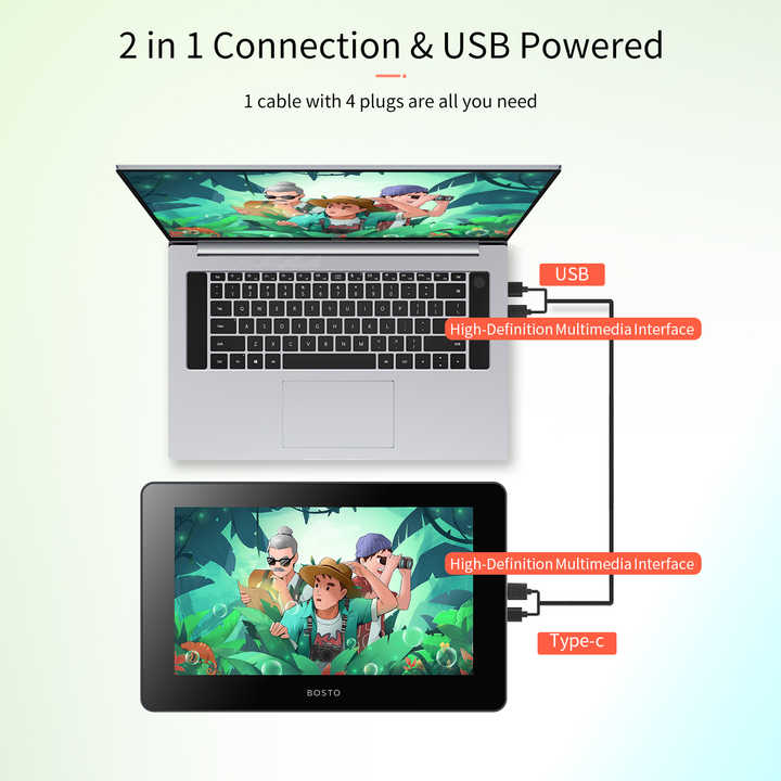 BOSTO BT-12HDポータブル11.6インチHD H-IPS LCDグラフィックス描画 