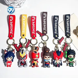 Hot Game League of Legends Figure Silicone Keychain Akali Lee Sin Ahri Yasuo Yone Pendant Keyholder Jewelry Accessories