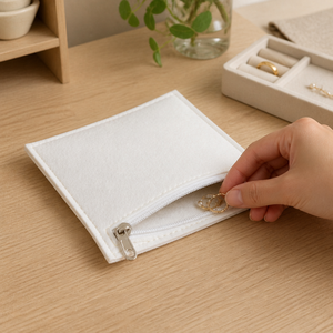 Pochette zippée en feutre blanc pour lunettes, lot de 3, organiseur de voyage pour articles de toilette, logo personnalisé - Product Image 2