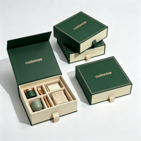 Boîte cadeau de luxe rigide personnalisée avec logo, feuille d'or verte et insert en velours pour service à thé, bol à matcha, cadeau en céramique, vente en gros