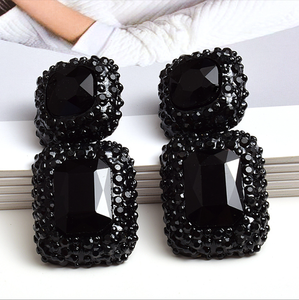 Pendientes de Metal cuadrados con diamantes de imitación brillantes para mujer, aretes colgantes de alta calidad, accesorios de joyería de cristal para mujer - Product Image 2