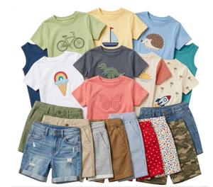 Conjuntos de Ropa de Algodón para Niños Unisex a Precio de Mayoreo, Camisetas de Manga Corta a Rayas con Dibujos Animados y Pantalones, 2 Piezas, Ropa de Verano para Bebés - Product Image 2