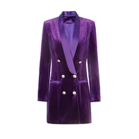 Velvet Blazer Blazer A6000 Women Purple Velvet Blazer Dress Double Breasted Luxury Design Lady Mini Dresses Coat