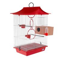 Cage à oiseaux portable avec toit pagode en fil métallique, nid de reproduction, jouets à suspendre, mangeoires, abreuvoir, pour perroquets et agapornis, robuste