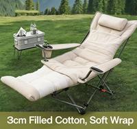 Chaise de camping pliante en bois massif pour l'extérieur, épaissie pour l'automne-hiver, portable et pliable avec fonction d'inclinaison réglable sur quatre niveaux