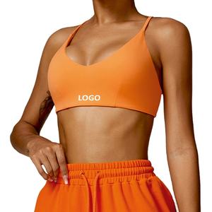 CWX8507-2裸体瑜伽文胸拉丝跑步运动文胸快干隐藏橡皮筋下摆交叉美容背部健身文胸 - Product Image 1