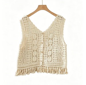 Nouvelle Collection <span class=keywords><strong>Été</strong></span> 2026 – <span class=keywords><strong>Gilet</strong></span> Bohème en <span class=keywords><strong>Crochet</strong></span> pour Femme, Broderie Creuse, Veste Sans Manches OEM ODM - Product Image 1
