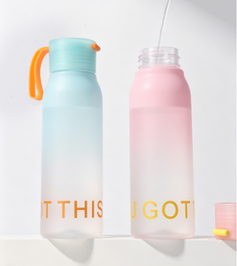Bouteille d'eau dégradée givrée de luxe 580 ml 2026, vente en gros, logo personnalisé, bouteille en plastique PC résistante à la chaleur avec sangle de transport - Product Image 5