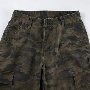 Taille haute femmes Camouflage Cargo Jeans poches à rabat Baggy Denim pantalon Y2K Style droite jambe large respirant décoré nœud - Product Image 4