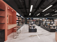 Meuble de présentation de parfums en bois sur mesure, mobilier tendance pour magasin de beauté, design d'intérieur sur mesure pour boutique de cosmétiques et maquillage