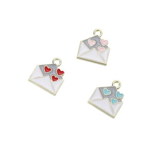 Heart Envelope Pendant Alloy Plated For <b>Bracelet</b> Making Jewelry Findings AC1466 - Product Image 2