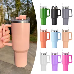 40oz Bottle with Handle Hot Coffee Mug Cup Thermal Stainless Steel Tumbler with Straws Vacuum Flask Insulated Portable Cup