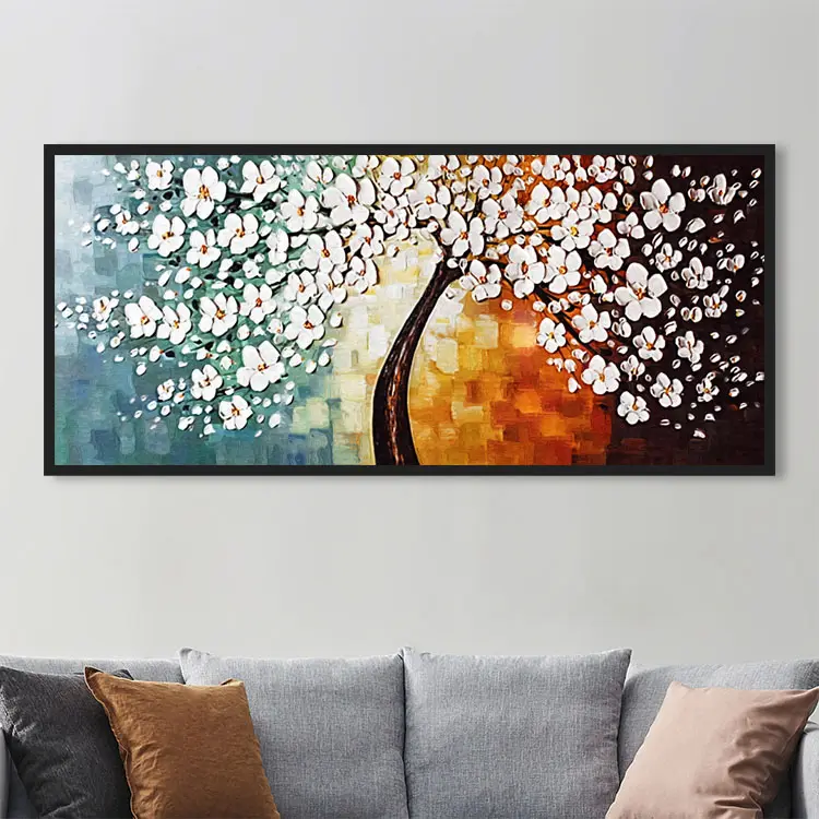 Modern Wall Art Decoration 3d Textured Abstract Flower Wall Pictures Canvas Oil Painting For Living Room