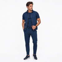 Ensemble de 3 pièces avec logo personnalisé, veste, t-shirt en coton mercerisé pour homme, tenue décontractée, survêtement sportif
