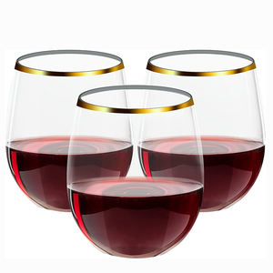 Verres à <span class=keywords><strong>vin</strong></span> en plastique, réutilisables, incassables, recyclables, sans BPA, jetables, sans pied, dorés - Product Image 4