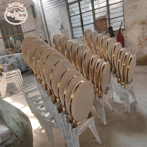 Chaises de luxe en acier inoxydable doré à dossier ovale pour réception de mariage, design moderne, fête en plein air, événement de mariage, banquet - Product Image 2