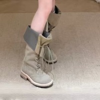 Nouvelle collection Printemps/Été 2026 : Bottes vintage à lacets, design de niche, pliables, à ouverture large, pour mollets moyens et larges, patchwork