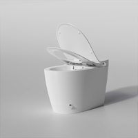 Toilette intelligente moderne, non électrique, blanche, de luxe, à capteur au pied, à chasse d'eau et fermeture lente, à poser au sol, avec siphon en S