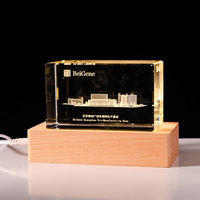 Cube photo en cristal K9 3D gravé au laser, 5*5*8cm, bloc de cristal rectangulaire vierge avec lumière LED pour cadeau, vente en gros