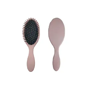Professional Salon Brush Custom Logo Nylon Bristle Curly Hair Brush Rubber Paddle Detangler