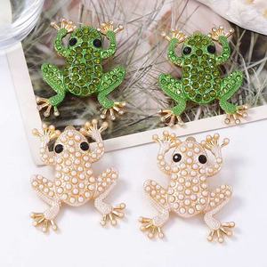 Trendy Women's Rhinestone Frog Earrings Gold Plated Alloy Cute <b>Animal</b> Shape for Parties Personalized Fashion Accessory - Product Image 3